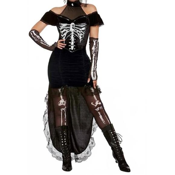 DREAMGIRL Dresses & Skirts - NEW DREAMGIRL madame skeleton costume dress in black